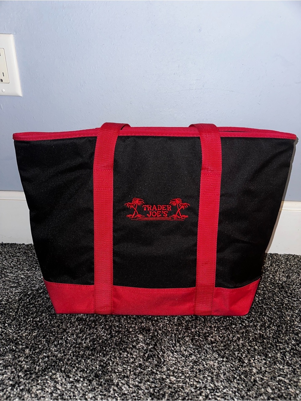 Trader Joe's Black and Red Tote Bag